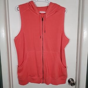 Calvin Klein Performance 3X Coral Zip Up Sleeveless Hoodie Pockets Sporty Active